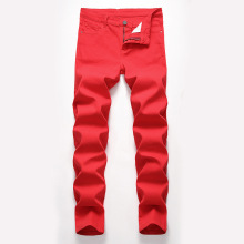 Jeans en denim rouge pour hommes de service OEM sur mesure