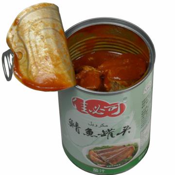 Canned Mackerel Fish in Dark Red Tomato Sauce