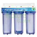 Filtro de água de três estágios para uso doméstico com caixa mais clara