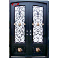 Wrought Iron Double Door with Glass Panels