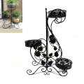 Black Metal Ground Decoration Linellae Flowerpot Rack Craft for Home