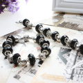 Black beads Pandora stainless steel bracelet