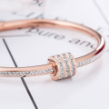 18k Rose Gold Small Bangle Bracelets With Stones