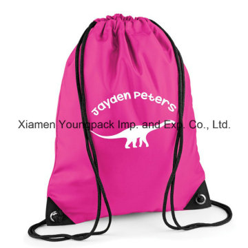 Hot Pink Waterproof 210d Nylon Kids Drawstring Gym Sack Cinch Pack