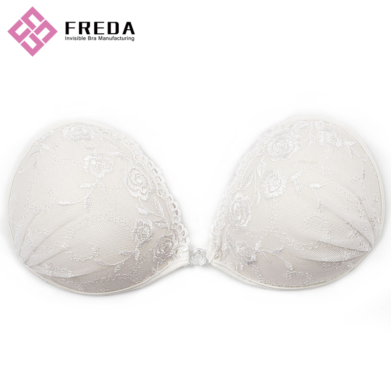 White Lace Padded Strapless Push Up Bra 