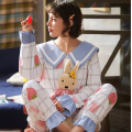 Women Cute Long-sleeved Cotton Nightwear Pajamas Set