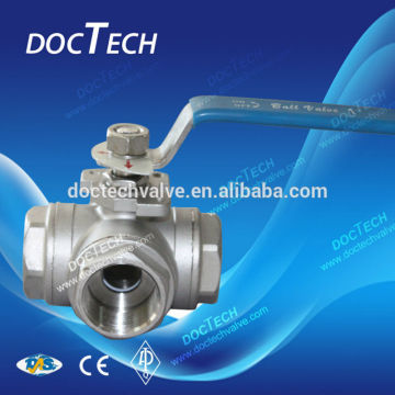 Vente chaude T/L Type Three Way Valve à bille poids lourd, raccord à filetage, bonne qualité de Chine