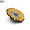 Metal enamel sunflower pin for backpack bag