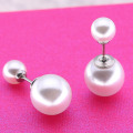 Wholesale double pearl earrings stud