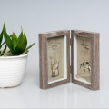 Cadre photo double en bois avec verre