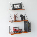 Wood Floating Shelf With Iron Rack Wall Mount