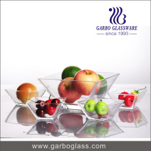 Conjunto de tigela de vidro quadrado transparente para frutas ou molho