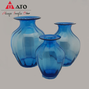 ATO Blue Nordic simple Glass Vase Ornament Vases