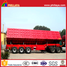 3 eixos 50ton lado Tipper Trailer com cilindro hidráulico