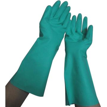 Guantes de nitrilo verde químico de 15 mil