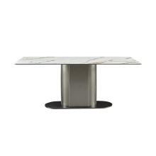 Top Design Dinning Table Set Round Marble White Marble And Stainless Steel Modern Luxury Dinning Room Table