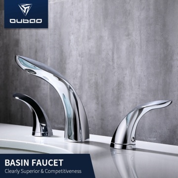 Dual Handles Water Taps Brass Basin Faucet