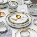 Ceramic Marbling Golden Dinner Sets