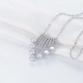 CZ Crystal Tassel Necklace Fashion Jewelry Wholesale (CNL0227-B)