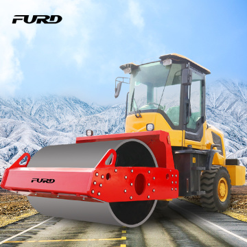 6-ton vibratory roller with front steel wheel and rear rubber wheel