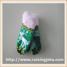 children jacquard pattern fleecing lined mittens with cuff