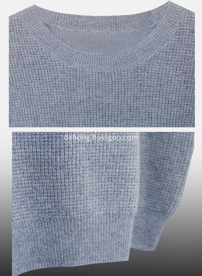 Gray blue round neck cashmere sweater