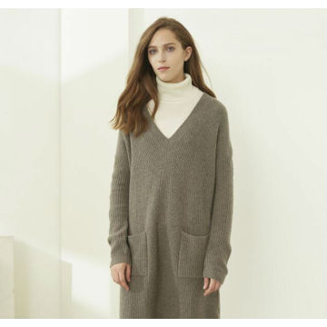 Ladies V-neck cashmere dress