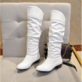 Ladies Patent Leather Casual Block Heel Slouch Boots