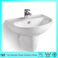 Wall-Hung Ceramic Basin with Half Pedestal