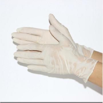 White disposable rubber gloves