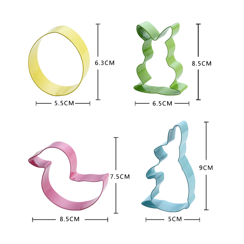 4 pieces colorful Easter rabbit cookie cutter set