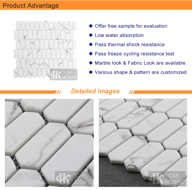 Mini Picket White Glass Mosaic Tile Backsplash