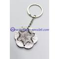 Alloy Silver Plated Flowers Blue Evil Eye Keychain