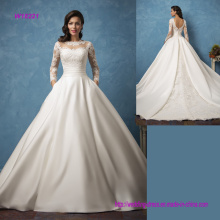 Long Sleeve Open Back Princess Wedding Dress