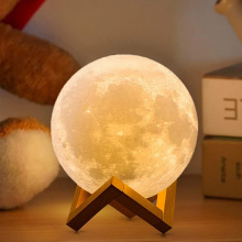 Lâmpada de lua impressa 3D da luz da noite LED