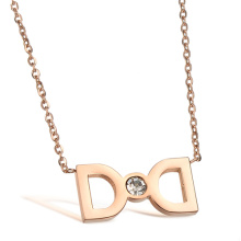 new drill rose gold bow stainless steel necklace