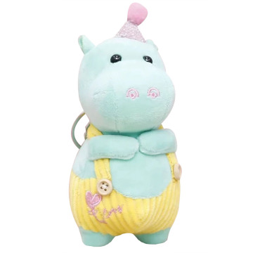 Cute blue hippo overalls children's doll plush decoration