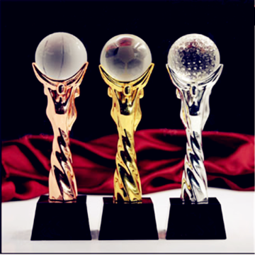 3D Engraved Crystal Ball Footall Champions Trophy Awards