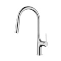 Swan Neck Shape Chrome Pull Out Kitchen Faucet