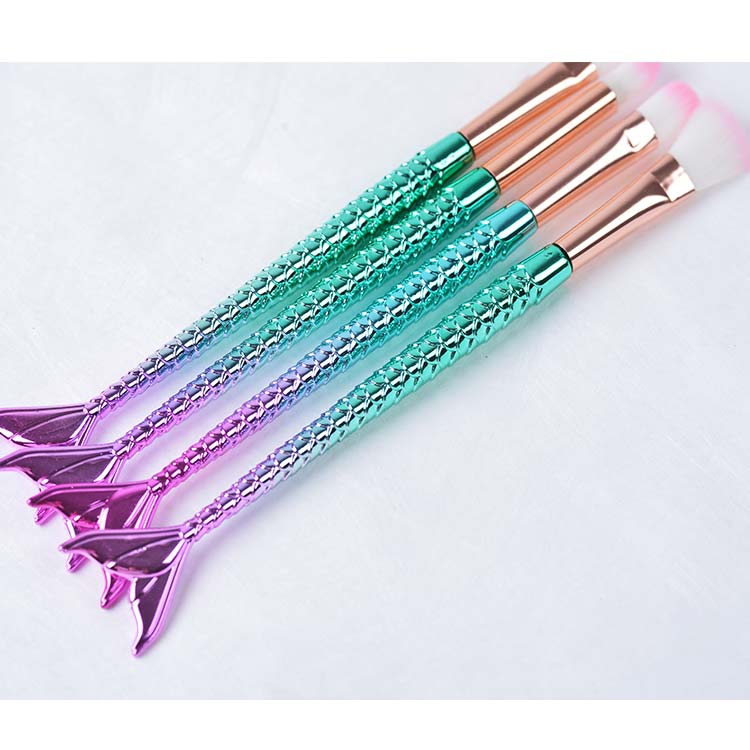 Best Selling 10 Pcs Mermaid Cosmetic Brush Set Fish Tail Makeup Brushes Set Brochas De Maquillaje Jpg