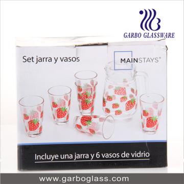 7PCS vidro de água da impressão ajustado (GB12017-3-YH1)
