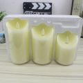 Real paraffin wax moving flame led pillar candle for 3 gift set