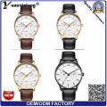 Tendência Moda Aço Inoxidável Caseback Assista Mãos Quartz Relógio De Pulso De Negócios Marca De Couro Quartz Men&#39;s Watch