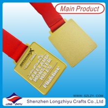 Gewohnheit Gold Metall Finisher Medaille mit Red Neck Ribbon (lzy00082)