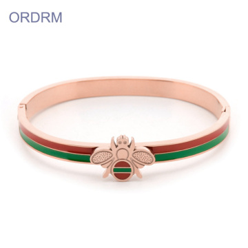 Antike Emaille Rose Gold Edelstahl Bienenarmband