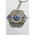 Alloy Silver Plated Flowers Blue Evil Eye Keychain