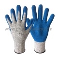 Corte 5 luvas resistentes ao corte de malha com Blue Rinked Latex Palm Coated