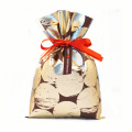 Golden Drawstring Plastic Bag For Wrapping Valentine's Gift