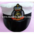 Chapéu de cap uniforme de marinheiro design branco algodão couro