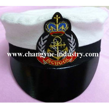 White design cotton leather seaman uniform cap hat